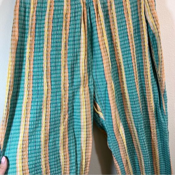 ✨ Free People Women’s Fine Line Slim Pants Aqua Orange Yellow Stripe XS - Picture 5 of 15